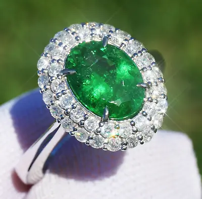 Tsavorite Garnet Ring Gold Diamond 14K Natural GIA Certif 2.97CTW RETAIL $11200 • $815.98