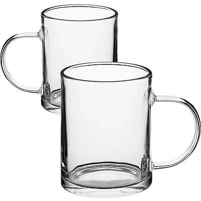 Coffee/tea Mugs Set Of 2 Large Glass Travel For Hot/Cold Drink Latte Juice Beer • $15