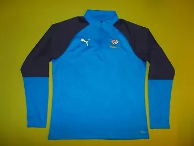 ZIP NECK Shirt YORKSHIRE COUNTRY CRICKET CLUB (L) PUMA PERFECT Home BLUE ENGLAND • £23.99