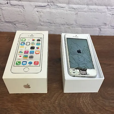 Apple IPhone 5S A1457 - 16GB - White - Cracked Screen + Missing Home Button • £17.68
