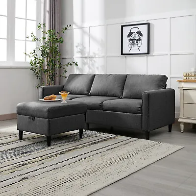 Convertible Sectional Sofa With Storage Ottoman L Shaped Couch For Living Room • $319.99