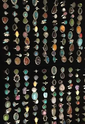 Druzy & Mix Gemstone Wholesale Rings Lot 925 Sterling Silver Plated Jewelry LL-5 • $372
