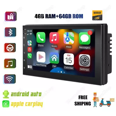 7  Car Stereo Radio 2 DIN Android 13 Apple CarPlay AUX WIFI GPS Navi FM BT 4+64G • $80.87