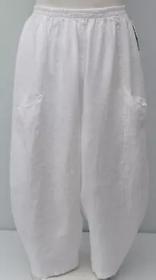 PLUS SIZE LA BASS WHITE LINEN 2 POCKETS BALLOON HAREM PANTS Size XL  • $80.82