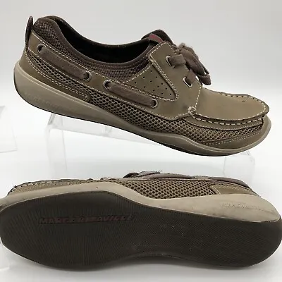 Margaritaville Buffet Boat Shoes Lace Up Loafers Tan Brown Size 9 Leather Deck • $15.96