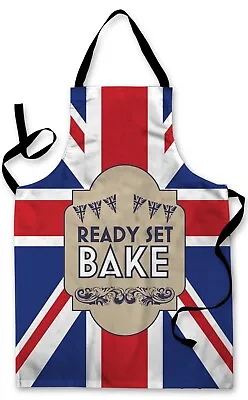 Sale Ready Set Bake Union Jack Design Splashproof Apron Cooking BBQ Mothers Day • £9.99