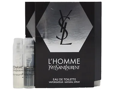 YSL YVES SAINT LAURENT L'HOMME EDT 1.2ml .04fl Oz X 2 COLOGNE SPRAY SAMPLES • $10