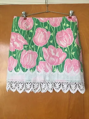 Lilly Pulitzer Towering Tulips Floral Skirt Crochet Lace 10 • $30