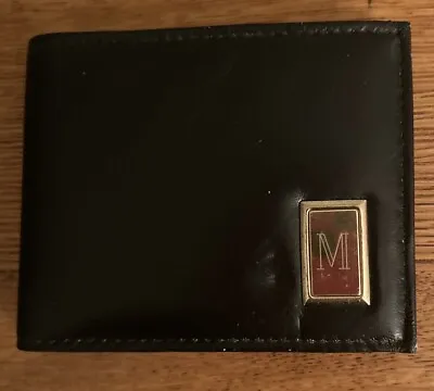 Vtg Ambassador Design Black Leather Bi-fold Wallet Letter J Monogram • $7.99