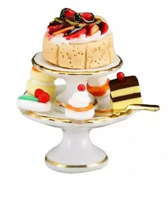 Dollhouse 1:12 Scale Reutter Dessert Cake Pyramid On Tiered Plate Stand 1.663/6 • $23.50