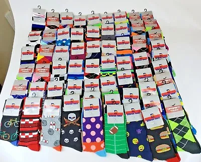 50 Pairs Wholesale Bulk Lot Men's  Assorted Designs Novelty Dress Crew Socks  • $49.99
