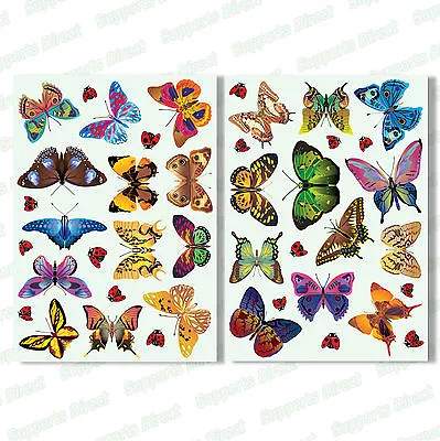 25 Beautiful Butterfly & 17 Ladybird Window Clings Glass Stickers Butterflies • £4.55