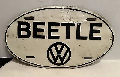 VW BEETLE Oval White Embossed Metal License Plate Frame Tag Volkswagen • $34.95