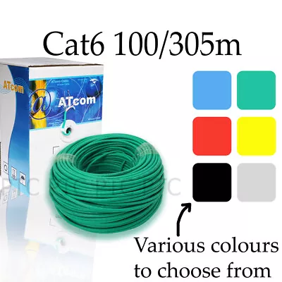 100m 305m Cat6 UTP Ethernet Solid Cable Roll Lan Network Data Lead Multi Colors • $51.85