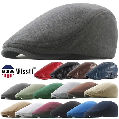 Mens Flat Newsboy Leather Ivy Cap Womens Cabbie Hat Outdoor Breathable Beret • $10.65