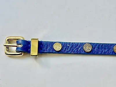 Marc By Marc Jacobs Signed Blue Leather Belt Bracelet With Gold Plated Studs • $24.50