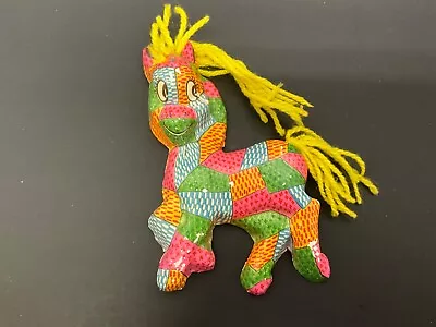 Vintage De Sela Quilt Patchwork Donkey Christmas Ornament Mexican Folk Art 5”L • $15