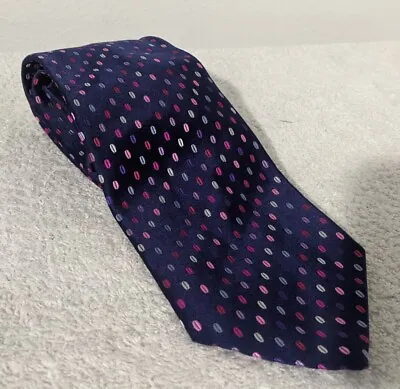 Duchamp London Made In England Blue Polka Dot Pure Silk Neck Tie • $49.99