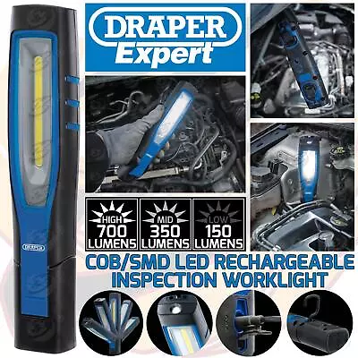 DRAPER WORK LIGHT SMD Torch Li-Ion 7W Rechargeable Cordless Inspection Lamp Mag • £33.90