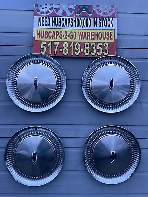 1974-76 Vintage Oldsmobile Delta  98 Hubcaps Set 4 Beautiful Rare 4 Red Accents • $165