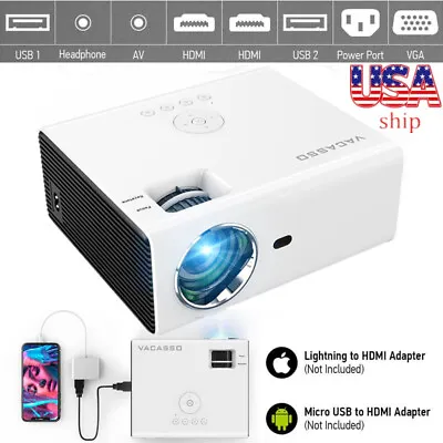 Azeus Portable Projectors 4000L  HDMI USB AV For Home Cinema Home TV Projector • $39.99