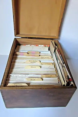 Vintage ~ Wooden Recipe Box Recipes ~ Handwritten Clipped Newpaper Magazine Life • $52