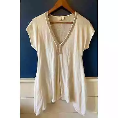 Margaret O'Leary (mol Knits) | Silk-Linen Beaded Gauze Top | Size XS • $20