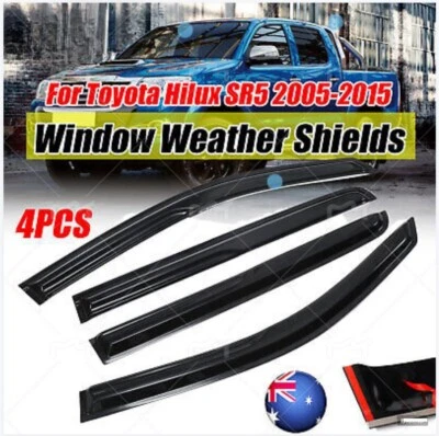 Black Weather Shields Windows Visors Fit For Toyota Hilux N70 2005-2015 Dual Cab • $41.99