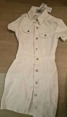 £7.99 • Buy New Look White Button Up Denim Dress Size 8 Brand New With Tags