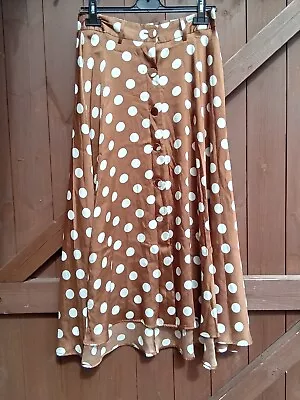 £10 • Buy Zara Silk Feel Polka Dot Maxi Skirt Size Euro L