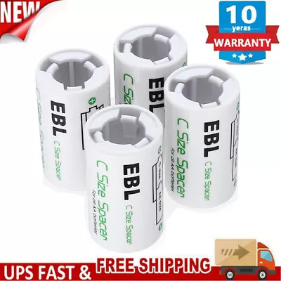 4PACK EBL C D Battery Adapters AA To C & D Size Battery Spacer Converter Case US • $6.59