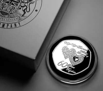 £11.99 • Buy Your 60th DIAMOND WEDDING ANNIVERSARY Silver Commemorative. Gift Box. Gem. 60
