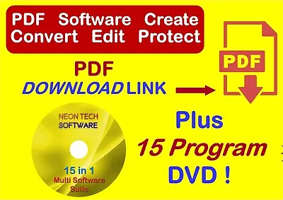 £4.90 • Buy PDF Editor Software -Edit -Convert – Create – OCR Fast Download & 15 Program DVD