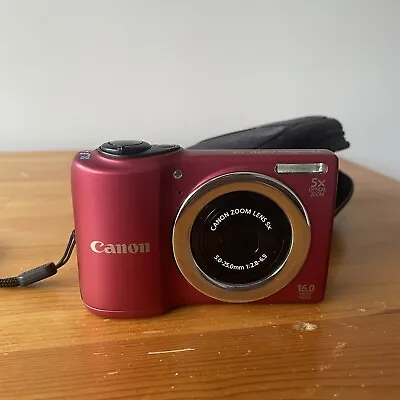 £39.99 • Buy Canon PowerShot A810 HD Digital Camera 5xZoom 16 MP Red Compact Case 04140 CP