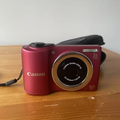 £39.99 • Buy Canon PowerShot A810 HD Digital Camera 5xZoom 16 MP Red Compact Case 04140 CP