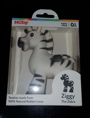 Nuby Ziggy The Zebra Natural Rubber Teething Toy 0m+ Brand New & Boxed. • £14.99