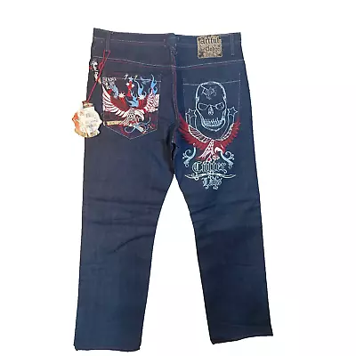 Artful Dodger Vintage Mens 40 Jeans Embroidered Skull Eagle Flames Jesse Pinkman • $75