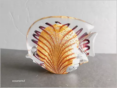 MARCOLIN ART CRYSTAL Fish Paperweight-24 Carat Pure Gold-Sweden • $58