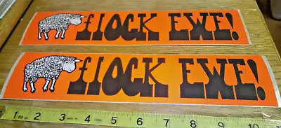 2 Original VINTAGE 70's BUMPER STICKERS Humor Flock Ewe • $10