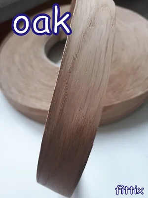 Iron On Edging Pre Glued Real Wood Oak Veneer Edge Banding Tape 22mm 40mm 50mm • £4.89