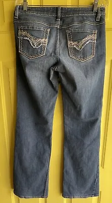 Mudd Jeans Womens Size 9 Juniors Blue Low Rise Bootcut Distressed Denim Pants • $12