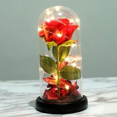 £11.45 • Buy Light-Up Glass Red Rose Wedding Birthday Christmas Gift For Her Him GF BF Wife