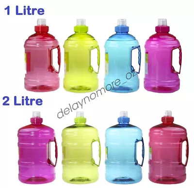 1 LITRE & 2 LITRE WATER DRINK BOTTLE WITH HANDLE BPA FREE 1L 2L Bicycle Sports • $11.49