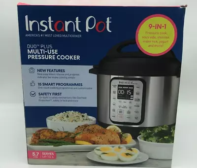Instant Pot 9-in-1 5.7L Multi Pressure Cooker 1000W Duo Plus 60 V2  Silver USED • £64.99