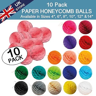 10 Pack 4  6  8  10  12  PAPER HONEYCOMB BALL Birthday Christmas EventDecoration • £7.95