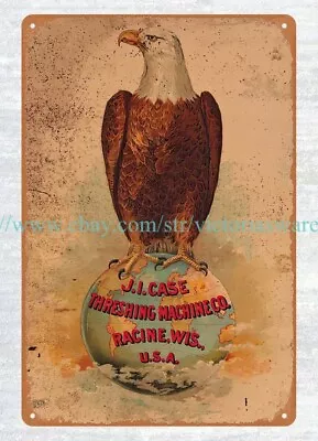 Case Eagle On Globe Tractor Farm Machinery Metal Tin Sign Collectible Wall Art • $18.99