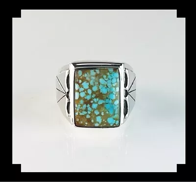 Navajo Style Sterling And # 8 Turquoise Men's Ring Size 13 • $245