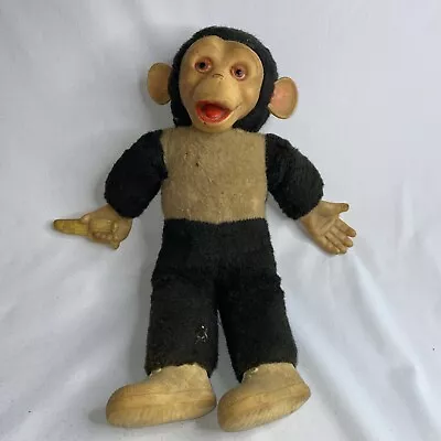 Monkey Plush Rubber Face Chimp Vintage 15” Stuffed Animal Plush Toy With Banana • $54.99