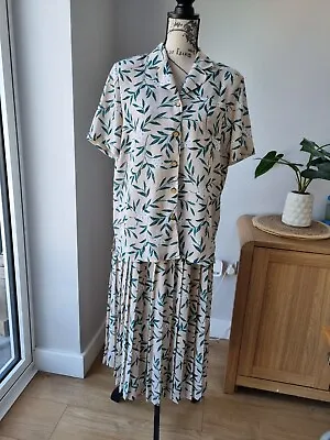 Vintage Eastex Heirloom Collection Pleated Skirt & Blouse Floral Dress UK 14 • £16