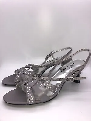 £12.88 • Buy Diamond Nina Touch Of Jeweled Midi Heel Shoes Women SIZE 8.5
